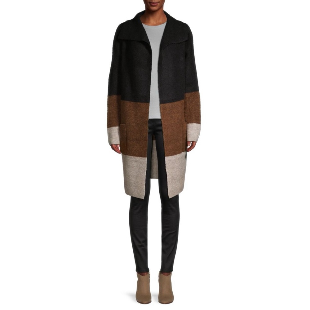 Max Studio Colorblock Cardigan - Black, Brown, Cream